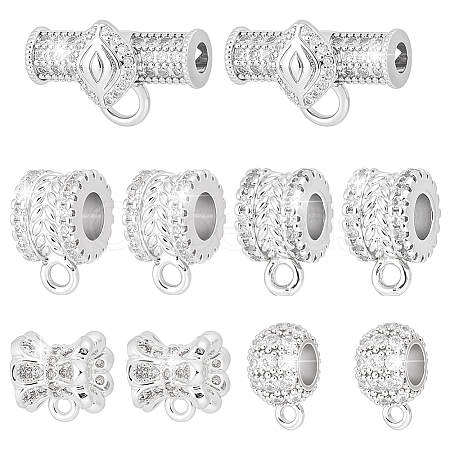 10Pcs 5 Styles Brass Micro Pave Cubic Zirconia Tube Bails KK-AR0001-85-1