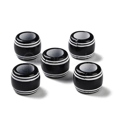 Spray Printed Opaque Acrylic European Beads SACR-P031-32B-01-1