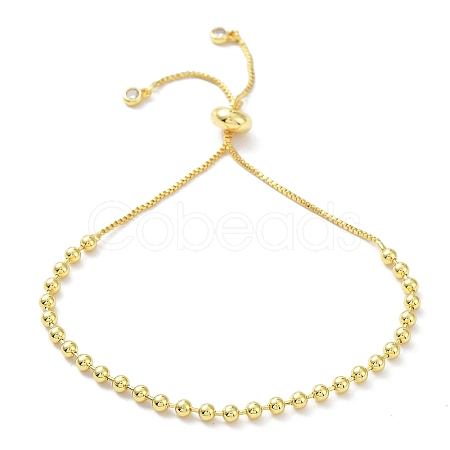 Long-Lasting Plated Brass Round Bead Slider Beacelets for Women Men BJEW-E089-01G-02-1