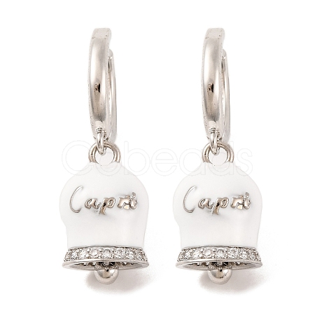 Bell Brass & Enamel Hoop Earrings for Women EJEW-U015-25P-C-1