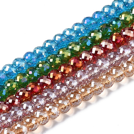 Electroplate Transparent Glass Beads Strands EGLA-Q125-005-1