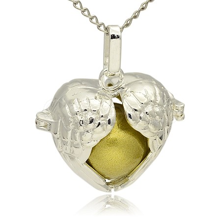 Silver Color Plated Brass Hollow Heart Cage Pendants KK-J241-01S-1