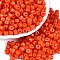 Opaque Baking Paint Glass Seed Beads, Round Hole, Cylinder, Orange Red, 4x5.5mm, Hole: 1.8mm, about 2500pcs/pound