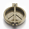 Alloy Hollow Diffuser Locket Pendants, Peace Sign, Antique Bronze, 43.5x32.5x8.5mm, Hole: 5.5x3.5mm, inner measure 30mm