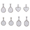 DICOSMETIC 8Pcs 4 Styles Natural Freshwater Shell Charms, with Brass Findings, Flat Round & Teardrop & Heart & Oval, Platinum, 12~14.5x9.5~11.5x3mm, Hole: 4.5~5x2~3mm, 2pcs/style