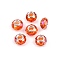 Baking Paint Transparent Glass European Beads, Large Hole Beads, with Brass Cores, AB Color Plated, Faceted, Rondelle, Dark Orange, 13.5~14x9~9.5mm, Hole: 5mm