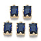 Glass Rhinestone Pendants, with Light Gold Plated Brass Claw Open Back Settings, Rectangle, Faceted, Sapphire, 10x6x5mm, Hole: 1mm