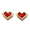 Brass Links Connectors, Long-Lasting Plated, with Enamel, Real 18K Gold Plated, Heart, Red, 10x16x1.5mm, Hole: 2.3mm