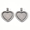 Alloy Pendant Cabochon Settings, with Crystal Rhinestone, Cadmium Free & Lead Free, Double-sided Tray, Heart, Gunmetal, Tray: 26.5x32.5mm, 42.5x45.5x3mm, Hole: 9.5x5mm