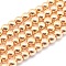 Electroplate Non-magnetic Synthetic Hematite Beads Strands, Grade AAA, Long-Lasting Plated, Round, Light Gold Plated, 8mm, Hole: 1mm, about 53pcs/strand, 15.7 inch(40cm)