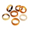 Dyed & Heated Natural Striped Agate/Banded Agate Finger Rings for Women, Champagne Yellow, 5.5mm, Inner Diameter: 17~17.5mm