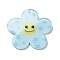 Acrylic Pendants, with Glitter Power, Flower with Smiling Face, Light Blue, 38x39x2mm, Hole: 2.2mm