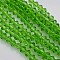 Bicone Glass Beads Strands, Faceted, Lime Green, 4x4mm, Hole: 1mm, about 82~85pcs/strand, 30.5~31cm