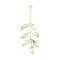 Brass Pendants, Leaf, Real 18K Gold Plated, 45x16x1.5mm, Hole: 1.4mm