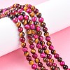 Natural Rose Tiger Eye(Dyed & Heated) and Yellow Tiger Eye(Dyed & Heated) Beads Strands G-G101-6mm-1-5