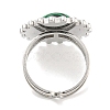 304 Stainless Steel Synthetic Malachite Cuff Rings G-Z056-08P-03-3