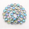 Hexagon Electroplate Full Rainbow Plated Glass Beads Strands EGLA-P015-F04-1