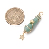 3Pcs 3 Styles Natural Green Aventurine Pointed Copper Wire Wrapped Faceted Bullet Big Pendants PALLOY-JF03572-02-2