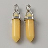 Natural Dyed White Jade Double Terminal Pointed Pendants G-WH0016-37C-1