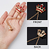 AHADEMAKER 3Pcs 3 Colors Rhinestone Crown with Hanging Safety Chains Brooch JEWB-GA0001-13-6