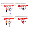 4Pcs 4 Styles Steel Brooches JEWB-DR00026-1