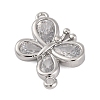 Brass Pave Clear Cubic Zirconia Connector Charms KK-Z066-09P-2