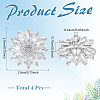 4Pcs 1-Hole Brass Pave Clear Cubic Zirconia Buttons BUTT-MA0001-15A-P-2