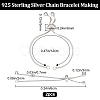 2Pcs 925 Sterling Silver Chain Link Bracelet Making MAK-BBC0001-02-2
