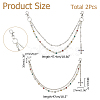 2Pcs 2 Styles Acrylic Colorful Rhinestone & Round Plastic Pearl Link Chain Double Layer Alloy Cross Charm Jean Chains AJEW-HS0001-26P-2