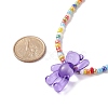 Acrylic Bear & Glass Seed Beaded Necklace for Women NJEW-JN03930-5