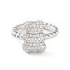 Bear Rack Plating Brass Micro Pave Clear Cubic Zirconia Open Rings RJEW-D020-03P-2