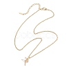 Fairy Brass Pave Clear Cubic Zirconia Pendant 304 Stainless Steel Cable Chain Necklaces for Women NJEW-JN05600-5