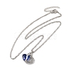 Resin Heart Pendant Necklace with Singapore Chains NJEW-C003-01A-2