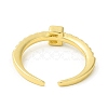 Clear Cubic Zirconia Initial Letter Open Cuff Ring RJEW-H120-09G-E-3