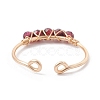 Copper Wire Wrapped Natural Garnet Open Ring RJEW-JR00630-04-4