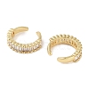Rectangle Brass Cubic Zirconia Cuff Earrings for Women EJEW-E310-09G-2