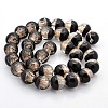 Handmade Two Tone Gold Sand Lampwork Round Beads Strands LAMP-O007-01C-2