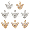 8Pcs 2 Colors Brass Micro Pave Clear Cubic Zirconia Charms KK-BC0010-04-1