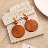 Wood & Brass Dangle Stud Earrings WGD57B9-06-1