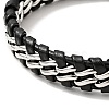 Leather & 304 Stainless Steel Braided Curb Chains Cord Bracelet with Magnetic Clasp for Men Women BJEW-C021-19-4