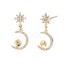 Brass Micro Pave Clear Cubic Zirconia Stud Earring Findings KK-S364-143-2