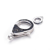 Brass Micro Pave Cubic Zirconia Lobster Claw Clasps ZIRC-F110-01A-3