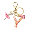 Letter A~Z Transparent Glitter Resin Pendant Keychains KEYC-FZ00024-25-1