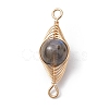 Natural Labradorite Copper Wire Wrapped Connector Charms PALLOY-JF02518-02-1