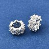 Wave Brass Micro Pave Cubic Zirconia European Beads KK-K300-07A-S-2