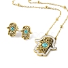 Synthetic Turquoise Stud Earrings & Pendant Necklaces Sets SJEW-M100-02E-G-2