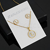 304 Stainless Steel with Natural Shell Pendant Necklaces & Stud Earrings Sets FS-WG5FD70-12-1