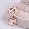 Unicorn Alloy Enamel Pendant Necklaces & Stud Earrings Sets FS-WGDFD22-01-1