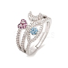 Brass Micro Pave Cubic Zirconia Finger Rings for Women RJEW-C129-05P-4