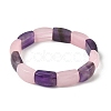 Natural Amethyst & Rose Quartz Bead Stretch Bracelets for Women Men BJEW-C097-02A-17-2